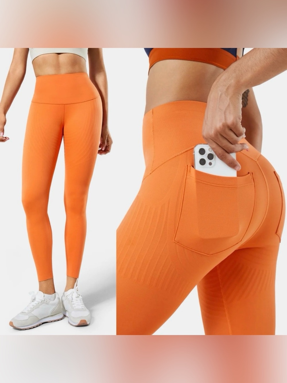 Fanka Sunrise Orange Body Sculpt Pocket Leggings size Medium